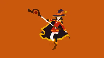 Minimalist Megumin Konosuba God Blessing Minimal Wallpaper 4K 1920x1080 Minimalist, Hd, Pc, Desktop, Wallpaper, Of, Megumin, From, Konosuba, (god, Blessing, Wonderful, Orange, Red, Black, Ultrawide, Full HD