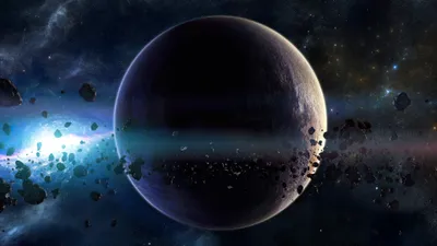 Sci Space Dark Planet Space Wallpaper 4K 3840x2160 4k, Ultra, Hd, Sci‑fi, Space, Wallpaper, Showing, A, Dark, Planet, Surrounded, Floating, Brown, Gray, Ultrawide