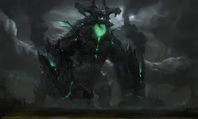 Crisp Depicting Wallpaper Fantasy Wallpaper 4K 1920x1152 Hd, Desktop, Wallpaper, Depicting, A, Towering, Fantasy, (demon, Glowing, Green, Accents, Set, Gray, Ultrawide, Full HD
