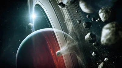 Sci Detailed Planet Space Wallpaper 4K 2560x1440 Hd, Sci‑fi, Desktop, Wallpaper, Featuring, A, Detailed, Planet, Glowing, Rings, Surrounding, Asteroids, Gray, Ultrawide, QHD