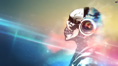 Radiant Skull Wallpaper Technology Wallpaper 4K 1920x1080 Hd, Desktop, Wallpaper, Of, A, Skull, Wearing, Headphones, Vibrant, Musical, Backdrop, Gray, White, Ultrawide, Full HD