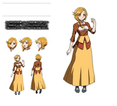Character Design Sheet Enri Abstract Wallpaper 4K 1366x1230 Character, Design, Sheet, Of, Enri, Emmot, From, The, Anime, Overlord, Showcasing, Her, White, Orange, Square