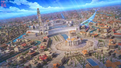 Fantasy Cityscape Towering Structures World Wallpaper 4K 2300x1294 Fantasy, Cityscape, With, Towering, Structures, And, A, Massive, Whale-like, Creature, Soaring, Above, Gray, Ultrawide, Full HD