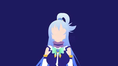 Minimalist Anime Stylized Faceless Minimal Wallpaper 4K 1920x1080 Minimalist, Anime, Hd, Pc, Wallpaper, Stylized, Faceless, Aqua, Konosuba, Blue, Outfit, Ribbon, Black, White, Ultrawide, Full HD