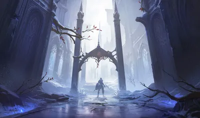 Fantasy Knight Stands Grand Icy Animals Wallpaper 4K 1920x1127 A, Fantasy, Knight, Stands, In, Grand, Icy, Cathedral, Towering, Arches, Ethereal, Light, White, Ultrawide, Full HD