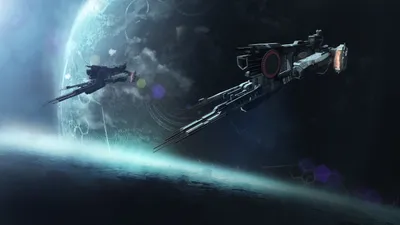Depicting Sci Spaceship Near Space Wallpaper 4K 2560x1440 Hd, Pc, Desktop, Wallpaper, Depicting, A, Sci‑fi, Spaceship, Near, Planet, Deep, Space, White, Gray, Ultrawide, QHD