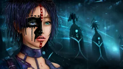 Dark Fantasy Woman Black/Dark Wallpaper 4K 2409x1355 Dark, Fantasy, Hd, Pc, Wallpaper, Featuring, A, Woman, Striking, Face, Paint, Intense, Gray, Ultrawide, Full HD