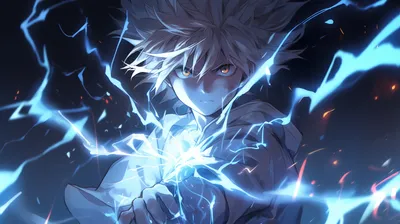 Epic Killua Wallpaper Black/Dark Wallpaper 4K 2912x1632 A, Striking, Hd, Wallpaper:, Featuring, Killua, Zoldyck, From, Hunter, Showcasing, His, Intense, White, Ultrawide, QHD