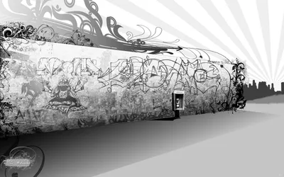 Artistic Black White World Wallpaper 4K 1920x1200 Artistic, Black-and-white, Graffiti, Mural, On, A, Wall, With, Abstract, Shapes, Figures, Featured, Gray, White, Ultrawide, Full HD