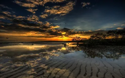 Serene Sunset Casts Nature Wallpaper 4K 1920x1200 A, Serene, Sunset, Casts, Golden, Hues, Over, Calm, Water, Clouds, Reflected, Still, Brown, Ultrawide, Full HD