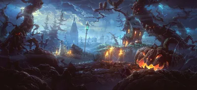 Spooky Halloween Night Glowing Black/Dark Wallpaper 4K 5000x2290 Hd, Desktop, Wallpaper:, Featuring, A, Spooky, Halloween, Night, Scene, Glowing, Jack-o, 039, Gray, Pink, Ultrawide, 4k