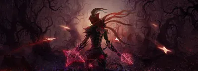 Radiant Demon Wallpaper Black/Dark Wallpaper 4K 3302x1200 Hd, Wallpaper, Featuring, A, Demon, Hunter, From, Diablo, Iii, Poised, Combat, Within, Gray, Ultrawide, QHD