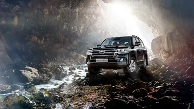 Black Land Cruiser Suv Black/Dark Wallpaper 4K 2400x1354 Black, Toyota, Land, Cruiser, Suv, Parked, On, Rocky, Terrain, Inside, Cave, Captured, White, Ultrawide, Full HD