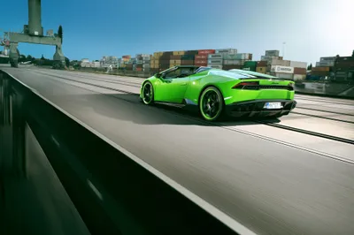 Serene Vibrant Wallpaper Cars Wallpaper 4K 4096x2731 A, Vibrant, Green, Lamborghini, Huracan, Speeds, Along, Smooth, Road, Showcasing, Sleek, Design, Gray, Landscape, 4k