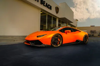 Bright Orange Supercar Cars Wallpaper 4K 2400x1592 Bright, Orange, Lamborghini, Huracan, Supercar, Parked, Outside, A, Dealership, Showcasing, Sleek, Design, Gray, Ultrawide, Full HD