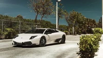 Vivid White Wallpaper Cars Wallpaper 4K 3840x2160 White, Lamborghini, Murcielago, Supercar, Parked, Outdoors, Captured, In, Stunning, Ultra, Quality, Sleek, Gray, Ultrawide, 4k