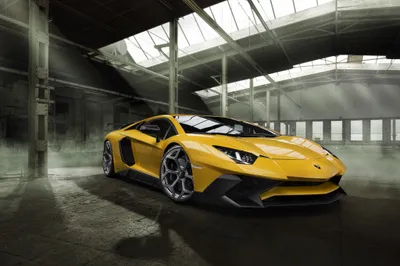 Yellow Supercar Displayed Cars Wallpaper 4K 4096x2734 A, Striking, Yellow, Lamborghini, Aventador, Sv, Supercar, Displayed, Spacious, Industrial, Setting, Captured, White, Landscape, 4k