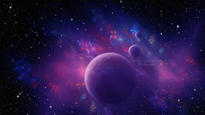 Purple Blue Space Catherine Radley Animals Wallpaper 4K 1920x1080 Purple, And, Blue, Space, By, Catherine, Radley, Black, Ultrawide, Full HD