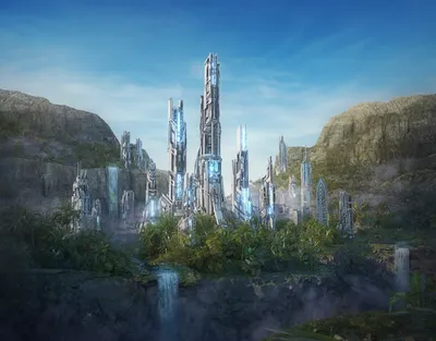 Skyscraper Futuristic Waterfall Sci City Nature Wallpaper 4K 1920x1500 Skyscraper, Futuristic, Waterfall, Sci, Fi, City, Desktop, Brown, Gray, Square, Full HD