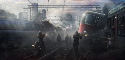 Depicting Dark Undead Soldiers Facing Black/Dark Wallpaper 4K 2233x1080 Hd, Pc, Desktop, Wallpaper, Depicting, Dark, Undead, Soldiers, Facing, Off, Amid, Derailed, Gray, White, Ultrawide, Full HD