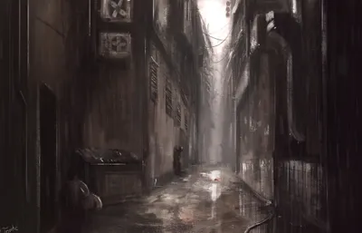 Sleek Fantasy Wallpaper World Wallpaper 4K 2100x1350 Hd, Fantasy, City, Scene, Of, A, Narrow, Dimly, Lit, Alley, Wet, Cobblestones, White, Gray, Ultrawide, Full HD