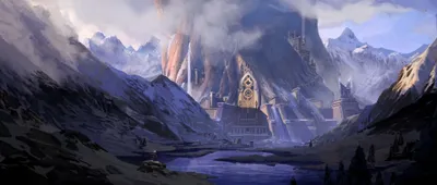 Fantasy City Depicting Grand Fortress Nature Wallpaper 4K 3840x1634 Hd, Fantasy, City, Wallpaper, Depicting, A, Grand, Fortress, Built, Into, Misty, Mountain, Gray, White, Ultrawide, 4k