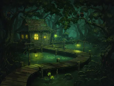 Magical Fantasy Forest Night Fantasy Wallpaper 4K 1920x1440 A, Magical, Fantasy, Forest, At, Night, Featuring, Charming, House, Surrounded, Lush, Trees, Brown, Purple, Landscape, Full HD