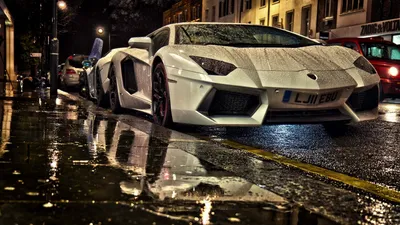 Wet Street Reflecting Water Night Cars Wallpaper 4K 1920x1080 Hd, Wallpaper, Of, A, Lamborghini, Aventador, Parked, On, Wet, Street, Reflecting, Water, Gray, Ultrawide, Full HD