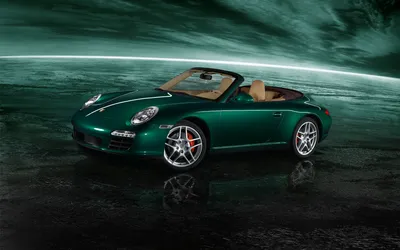 Vivid Sleek Wallpaper Cars Wallpaper 4K 1920x1200 A, Sleek, Green, Porsche, Convertible, Parked, On, Glossy, Surface, Set, Against, Dramatic, Brown, Gray, White, Ultrawide, Full HD