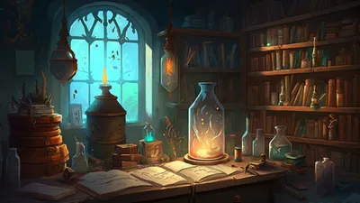 Misty Fantasy Wallpaper Fantasy Wallpaper 4K 1920x1080 Hd, Fantasy, Wallpaper, Of, A, Magical, Potion, Room, Hogwarts, Filled, Glowing, Bottles, Yellow, Ultrawide, Full HD