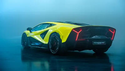 Misty Yellow Wallpaper Cars Wallpaper 4K 2560x1460 Yellow, Lamborghini, Fenomeno, On, A, Reflective, Wet, Floor, Blue, Haze, Rear, Three-quarter, Gray, Pink, Ultrawide, QHD