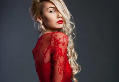 Woman Model Red Black/Dark Wallpaper 4K 3734x2578 Hd, Desktop, Wallpaper, Featuring, A, Woman, Model, In, Red, Lace, Dress, Blonde, Brown, Landscape, QHD