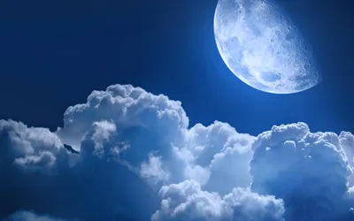 Crisp Serene Wallpaper Nature Wallpaper 4K 3840x2400 A, Serene, Night, Sky, Featuring, Bright, Moon, Nestled, Among, Fluffy, Clouds, Captured, Brown, White, Ultrawide, 4k