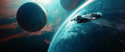 Vivid Sci Wallpaper Space Wallpaper 4K 2891x1200 Hd, Pc, Desktop, Wallpaper, Featuring, A, Sci‑fi, Spaceship, Navigating, Near, Vibrant, Planet, White, Gray, Ultrawide, QHD