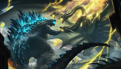 Epic Battle Between Godzilla Abstract Wallpaper 4K 1920x1092 Hd, Pc, Desktop, Wallpaper, Featuring, An, Epic, Battle, Between, Godzilla, King, Ghidorah, Gray, Yellow, Ultrawide, Full HD