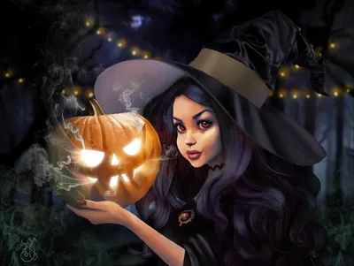 Mysterious Witch Holding Black/Dark Wallpaper 4K 1920x1445 A, Mysterious, Witch, Holding, Glowing, Jack-o'-lantern, Pumpkin, Jack-o, 039, Lantern, Surrounded, Dark, White, Gray, Landscape, Full HD