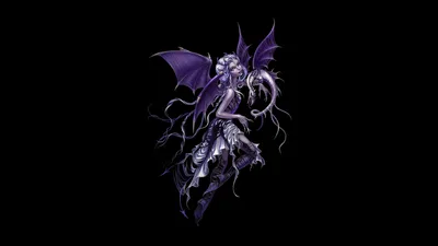 Vivid Dark Wallpaper Black/Dark Wallpaper 4K 1920x1080 Dark-themed, Hd, Pc, Desktop, Wallpaper, Featuring, A, Detailed, Succubus, Character, Purple, Wings, Gray, Blue, Ultrawide, Full HD