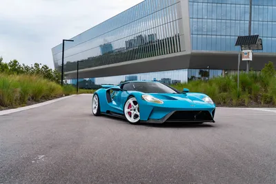 Blue Sports Car Before Cars Wallpaper 4K 9504x6336 Blue, Ford, Gt, Sports, Car, Parked, Before, A, Modern, Glass, Building, Ultra, Gray, Landscape, 4k