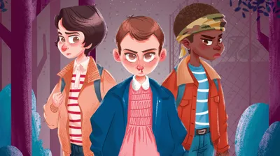 Animated Characters Eleven Nature Wallpaper 4K 2388x1343 Hd, Desktop, Wallpaper, Featuring, Animated, Characters, Eleven, Lucas, Sinclair, Another, Show, Stranger, Gray, Pink, Ultrawide, Full HD