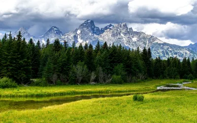 Landscape Verdant Forest Serene Stream Nature Wallpaper 4K 2560x1600 A, Stunning, Landscape, Featuring, Verdant, Forest, Serene, Stream, Majestic, Mountains, Under, Dramatic, White, Orange, Brown, Ultrawide, QHD