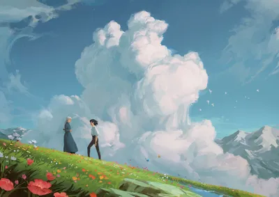 Radiant Characters Wallpaper Nature Wallpaper 4K 1920x1357 Hd, Wallpaper, Featuring, Characters, From, Howl's, Moving, Castle, Howl, 039, One, Having, Gray, White, Landscape, Full HD