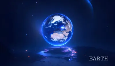 Serene Glowing Wallpaper Space Wallpaper 4K 4096x2341 Glowing, Earth, From, Space, Over, A, Reflective, Surface, Vivid, Ultra, Desktop, Showcasing, Brown, Ultrawide, 4k