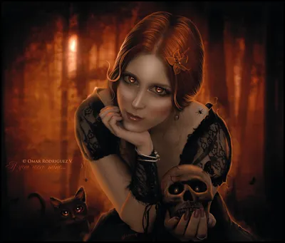 Gothic Dark Themed Black/Dark Wallpaper 4K 1440x1226 Hd, Gothic, Desktop, Wallpaper, Featuring, A, Dark-themed, Woman, Fiery, Eyes, Red, Hair, Brown, Square