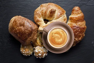 Croissant Cup Coffee Food Breakfast Abstract Wallpaper 4K 5616x3744 Croissant, Cup, Coffee, Food, Breakfast, Hd, Desktop, Wallpaper, Gray, Landscape, 4k
