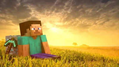 Steve Minecraft Holding Sword Games Wallpaper 4K 1920x1080 Hd, Desktop, Wallpaper, Of, Steve, From, Minecraft, Holding, Sword, Seated, Lush, Field, White, Ultrawide, Full HD