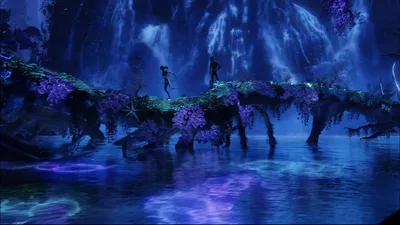 Vibrant Movie Avatar Two World Wallpaper 4K 1920x1080 A, Vibrant, Scene, From, The, Movie, Avatar, Featuring, Two, Characters, Walking, Glowing, Brown, Ultrawide, Full HD