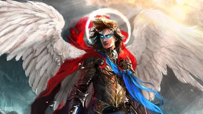 Moody Fantasy Wallpaper Fantasy Wallpaper 4K 5000x2812 Hd, Wallpaper, Of, A, Fantasy, Angel, Warrior, Adorned, Armor, Expansive, Wings, Set, White, Gray, Ultrawide, 4k