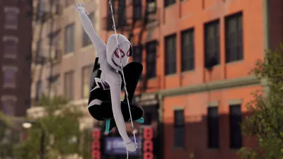 Radiant Spider Wallpaper World Wallpaper 4K 1920x1080 Spider-gwen, From, Spider-man:, Into, The, Spider-verse, Swings, On, Web, Her, White, Gray, Orange, Ultrawide, Full HD