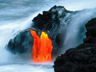 Dramatic Volcanic Where Fiery Lava Wallpaper 4K, Nature category
