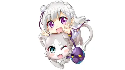 Chibi Illustration Emilia Pack Zero Space Wallpaper 4K 1920x1080 Chibi, Illustration, Of, Emilia, And, Pack, From, Re:zero, Zero, Starting, Life, Another, White, Ultrawide, Full HD